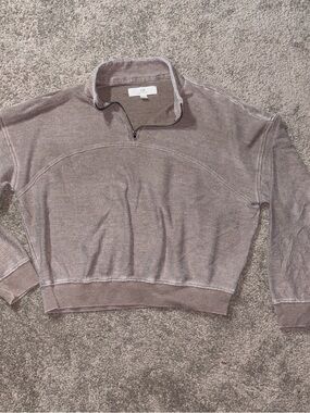 Thread & Supply Women's Ribbed Half-Zip Sweater - Taupe